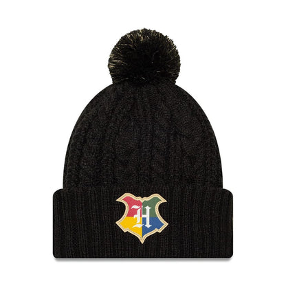 Pictured is this Youth Harry Potter Hogwarts Cuff Knit Beanie hat in black. 1