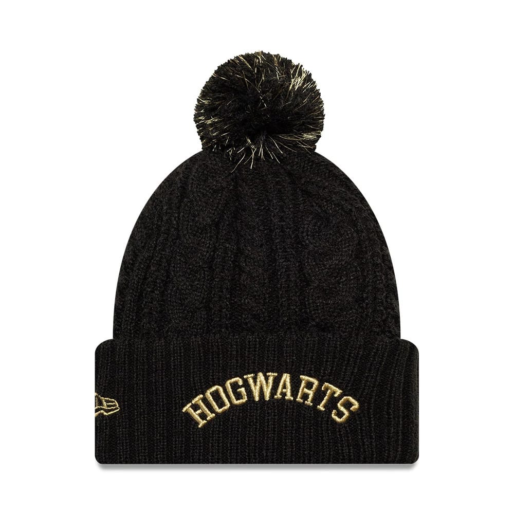 Pictured is this Youth Harry Potter Hogwarts Cuff Knit Beanie hat in black. 2