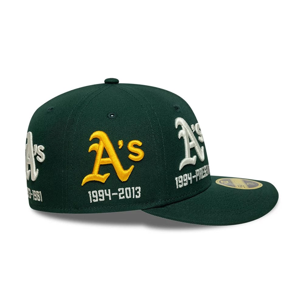 Pictured is this MLB Historic Athletics Low Profile 59FIFTY Fitted cap in dark green. 7