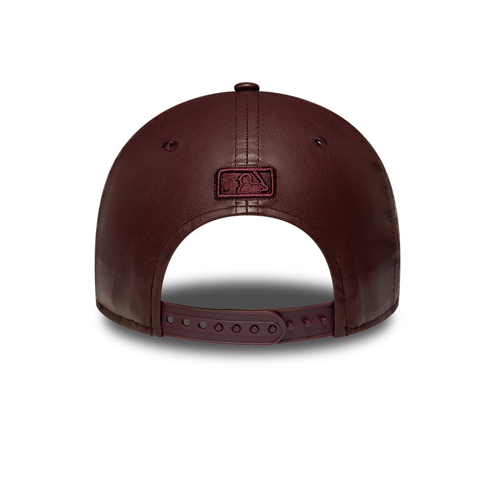 Pictured is this Womens MLB Diamante PU New York Yankees 9FORTY M-Crown cap in dark red. 4