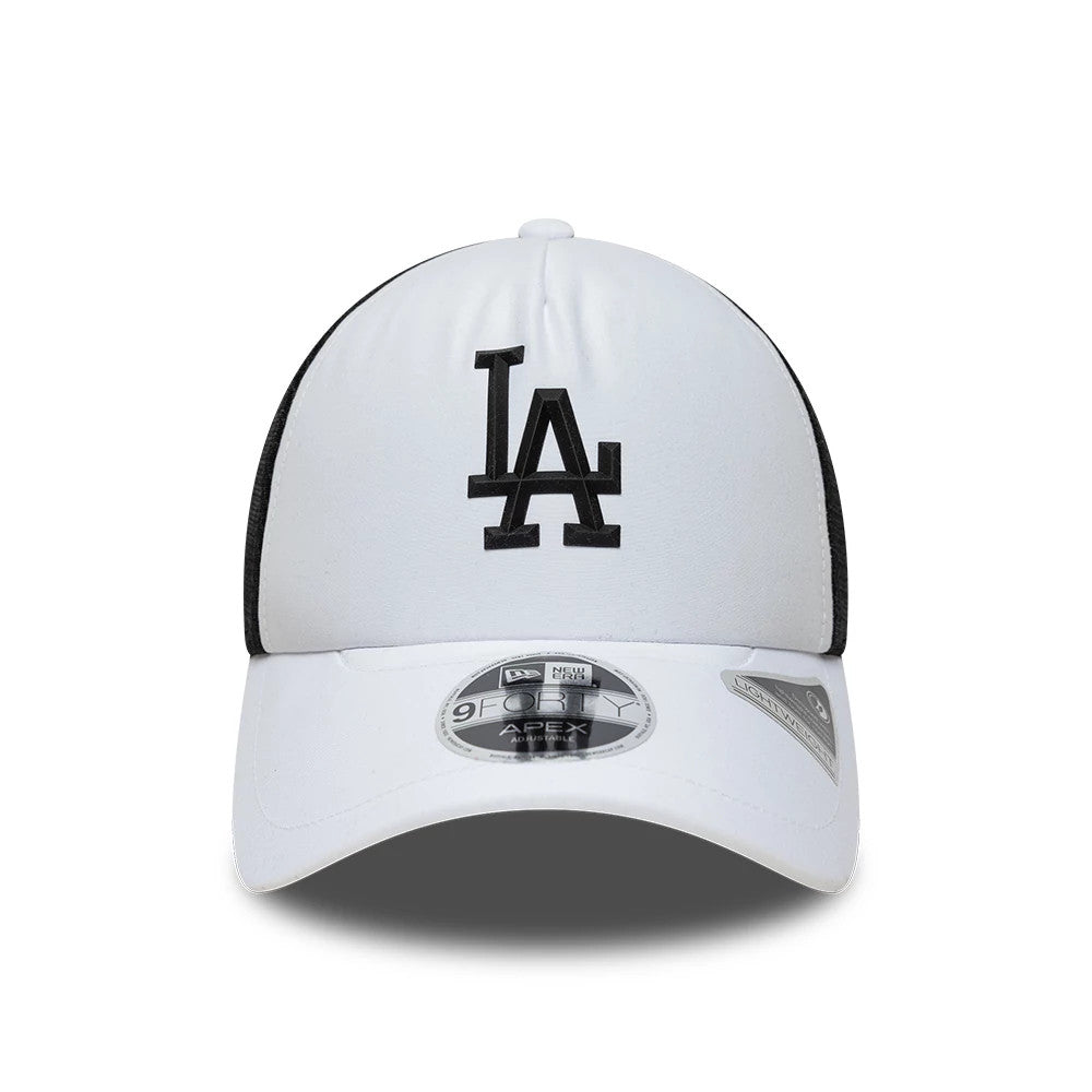 Pictured is this MLB Sporty LA Dodgers 9FORTY Apex cap in white. 2