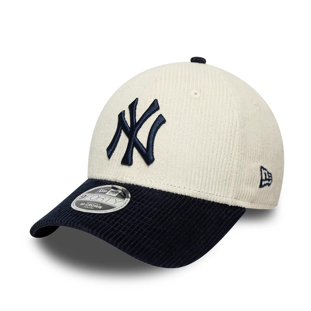 Pictured is this Youth MLB Cord New York Yankees 9FORTY M-Crown cap in white. 1