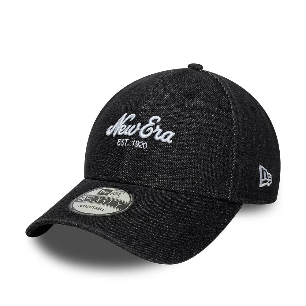 Pictured is this New Era Denim 9FORTY cap in black. 1
