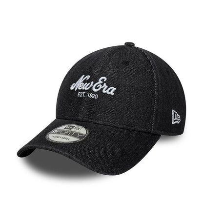 Pictured is this New Era Denim 9FORTY cap in black. 1