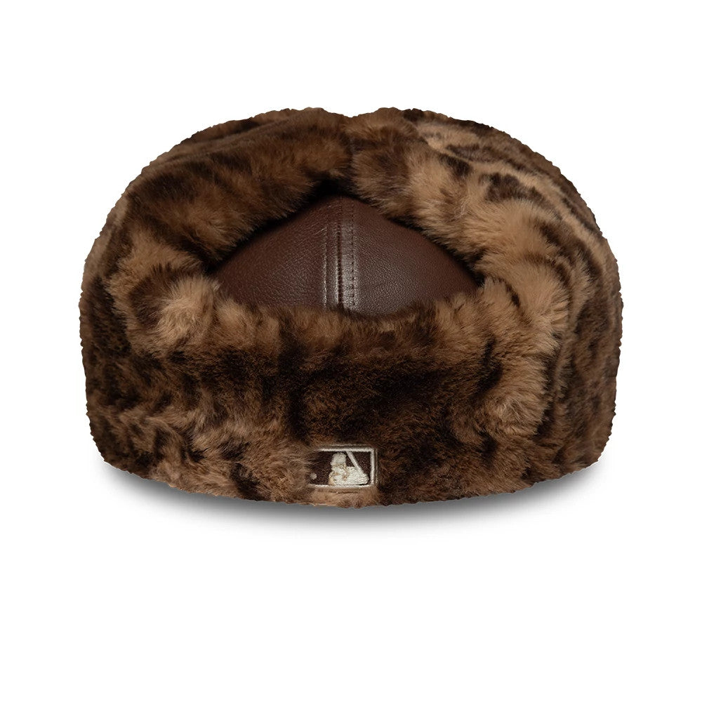 Pictured is this MLB Leather New York Yankees Dogear 59FIFTY Fitted cap in brown. 8