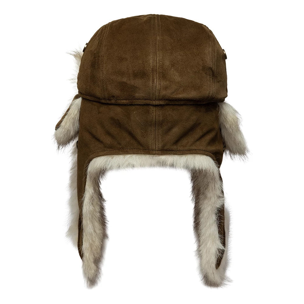 Pictured is this New Era Suede Trapper hat in brown. 4