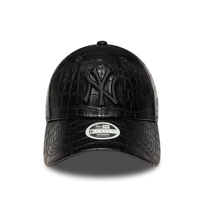 Pictured is this Womens MLB Pattern PU New York Yankees 9FORTY cap in black. 2