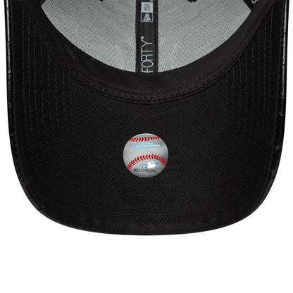 Pictured is this Womens MLB Pattern PU New York Yankees 9FORTY cap in black. 5