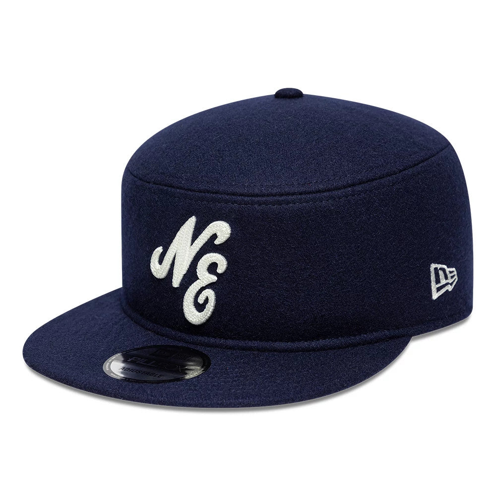 Pictured is this New Era Pin Pillbox Adjustable cap in navy. 3