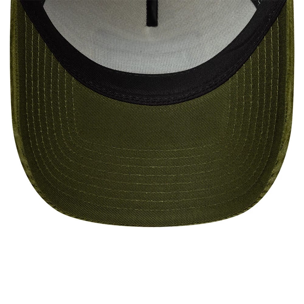Pictured is this New Era Patch Cord 9FORTY A-Frame Trucker cap in cream. 5