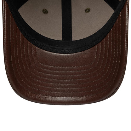 Pictured is this New Era Leather Visor 9FORTY M-Crown cap in dark brown. 5