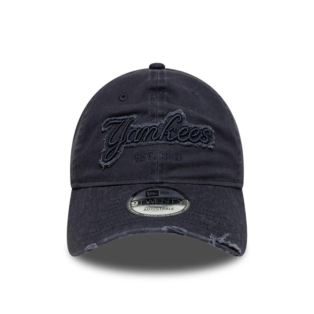 Pictured is this MLB Distressed Denim New York Yankees 9TWENTY cap in navy. 2