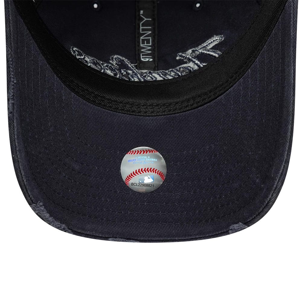 Pictured is this MLB Distressed Denim New York Yankees 9TWENTY cap in navy. 5