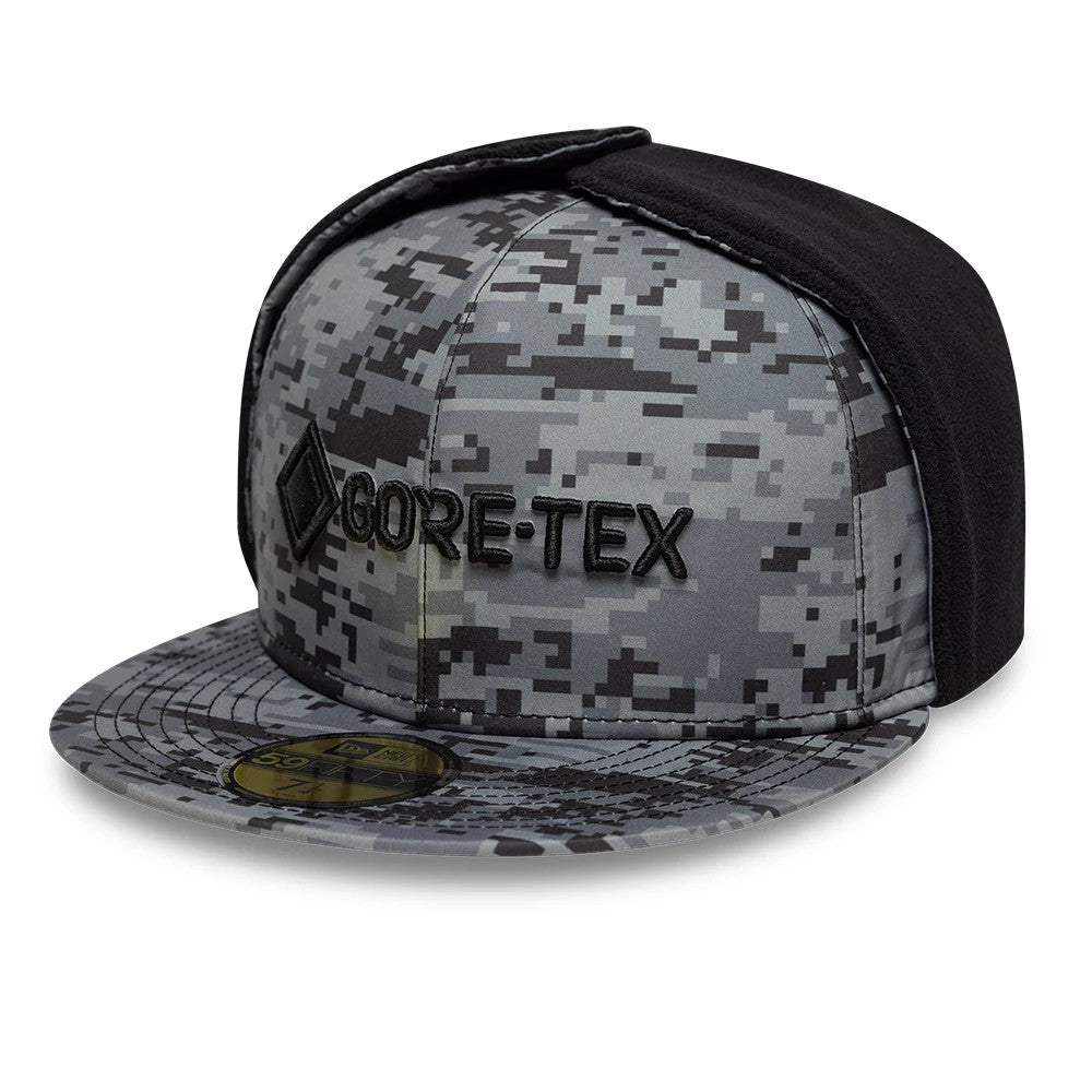 Pictured is this New Era X Gore-Tex Dogear 59FIFTY Fitted cap in grey camo. 1