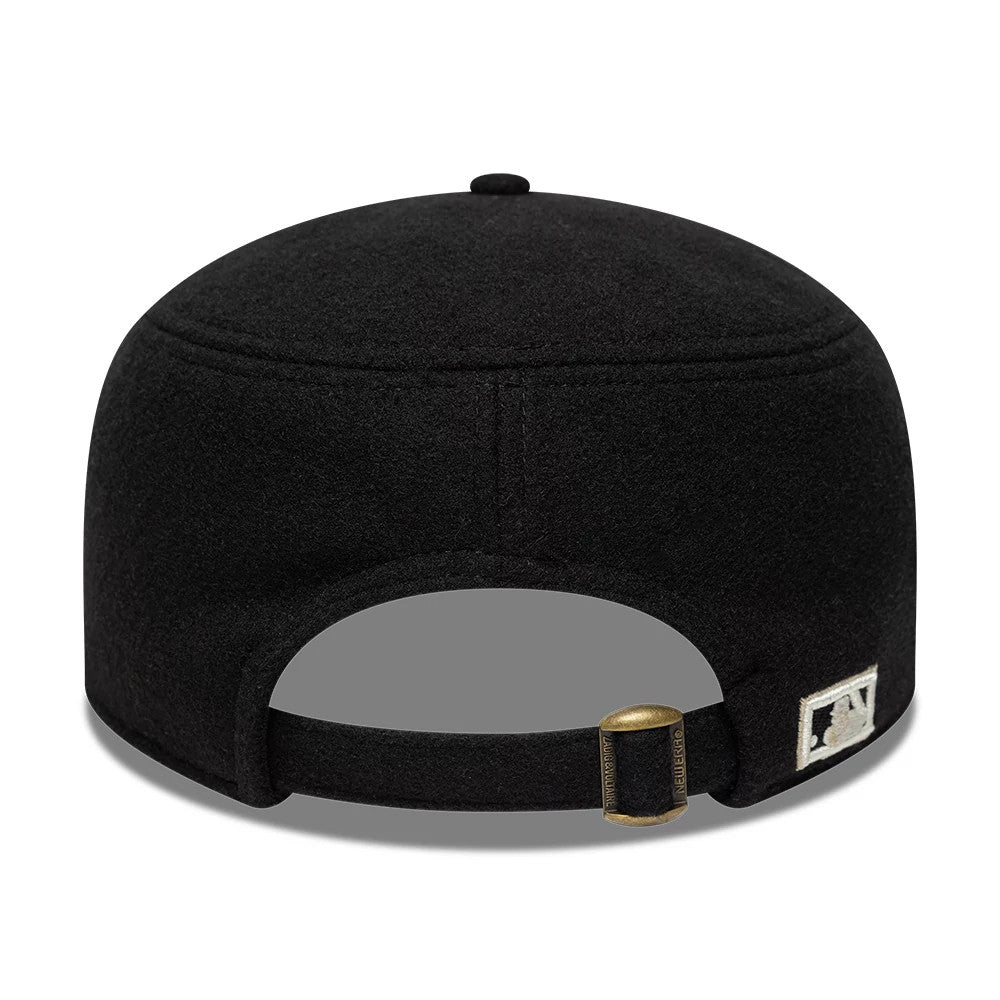 Pictured is this MLB Cooperstown Pin New York Yankees Pillbox Adjustable cap in black. 5
