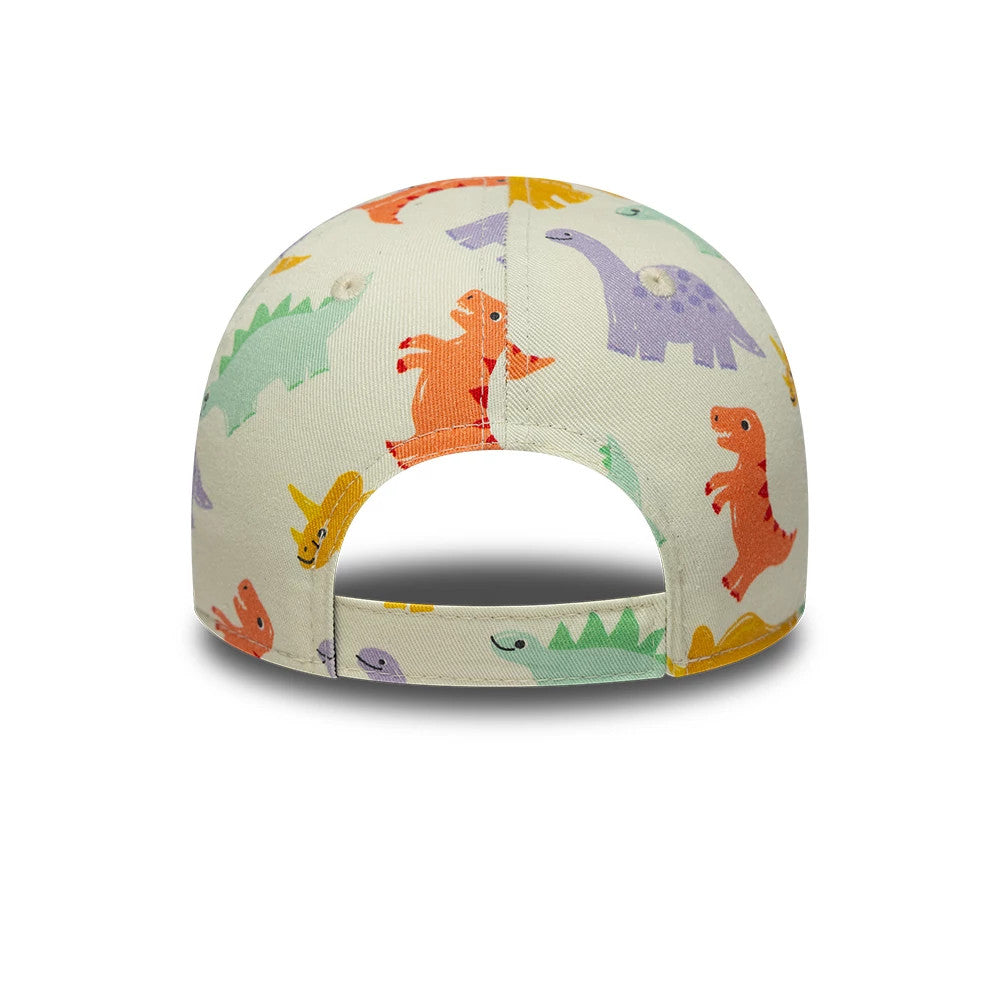 Pictured is this Toddler New Era All Over Dino 9FORTY cap in cream. 4