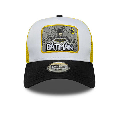 Pictured is this Youth DC Patch Batman 9FORTY A-Frame Trucker cap in white. 2