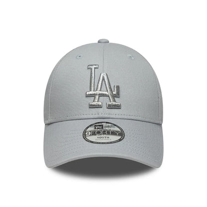 Pictured is this Youth MLB Metallic LA Dodgers 9FORTY cap in grey. 2