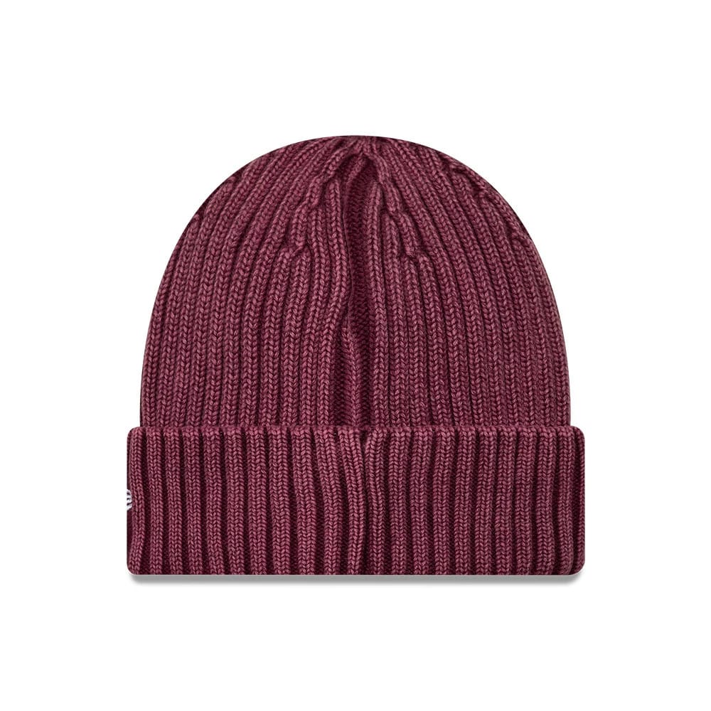 Pictured is this MLB Washed LA Dodgers Cuff Knit Beanie hat in dark red. 2