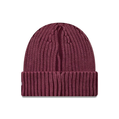 Pictured is this MLB Washed LA Dodgers Cuff Knit Beanie hat in dark red. 2