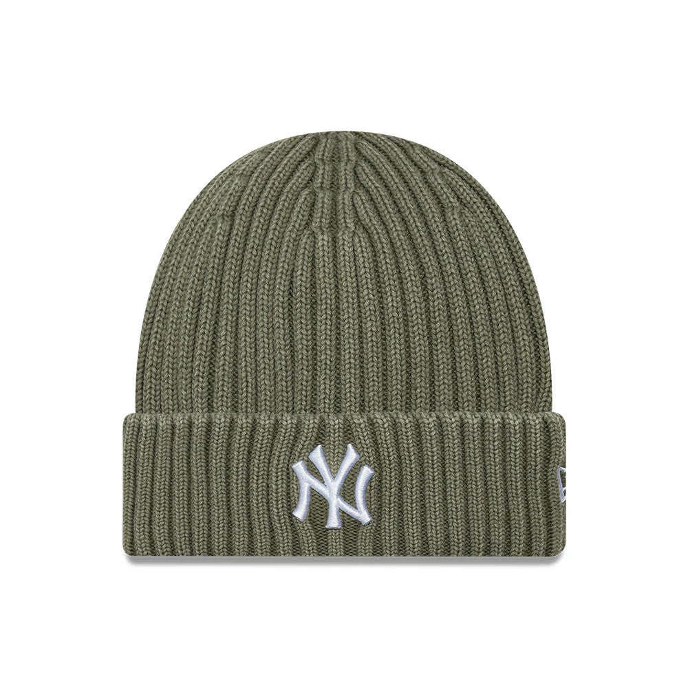 Pictured is this MLB Washed New York Yankees Cuff Knit Beanie hat in green. 1