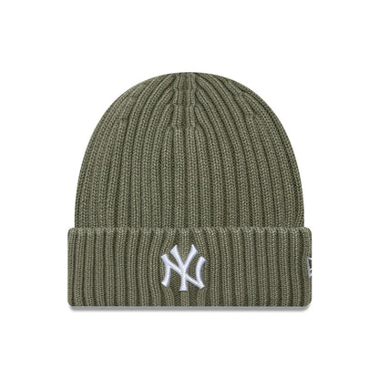 Pictured is this MLB Washed New York Yankees Cuff Knit Beanie hat in green. 1