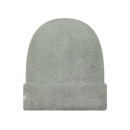 Pictured is this Womens MLB Fluffy Mohair New York Yankees Cuff Knit Beanie hat in grey. 2