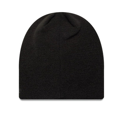 Pictured is this NBA wordmark Chicago Bulls Skull Knit Beanie hat in black. 2