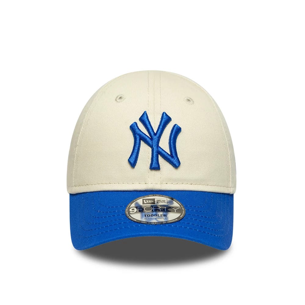 Pictured is this Toddler MLB League Essential New York Yankees 9FORTY cap in cream & blue. 2