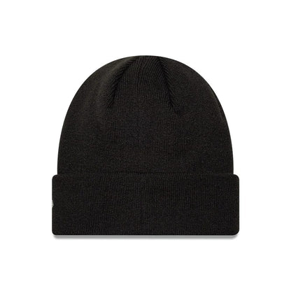 Pictured is this MLB Metallic Outline New York Yankees Cuff Knit Beanie hat in black. 2