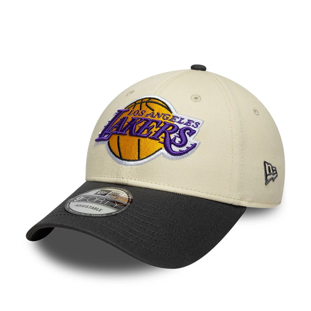 Pictured is this NBA Colourblock LA Lakers 9FORTY cap in cream. 1