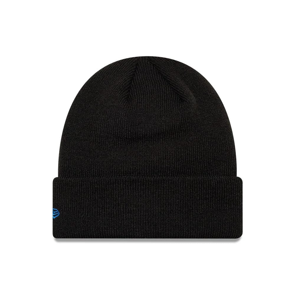 Pictured is this Youth MLB League Essential New York Yankees Cuff Knit Beanie hat in black. 2