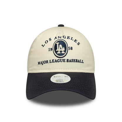 Pictured is this Womens MLB LA Dodgers 9TWENTY A-Frame cap in cream & black. 2