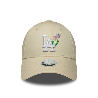 Pictured is this Womens MLB Flower Icon LA Dodgers 9FORTY cap in cream. 2
