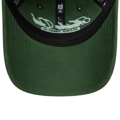 Pictured is this Womens New Era Café Slogan 9TWENTY cap in dark green. 5