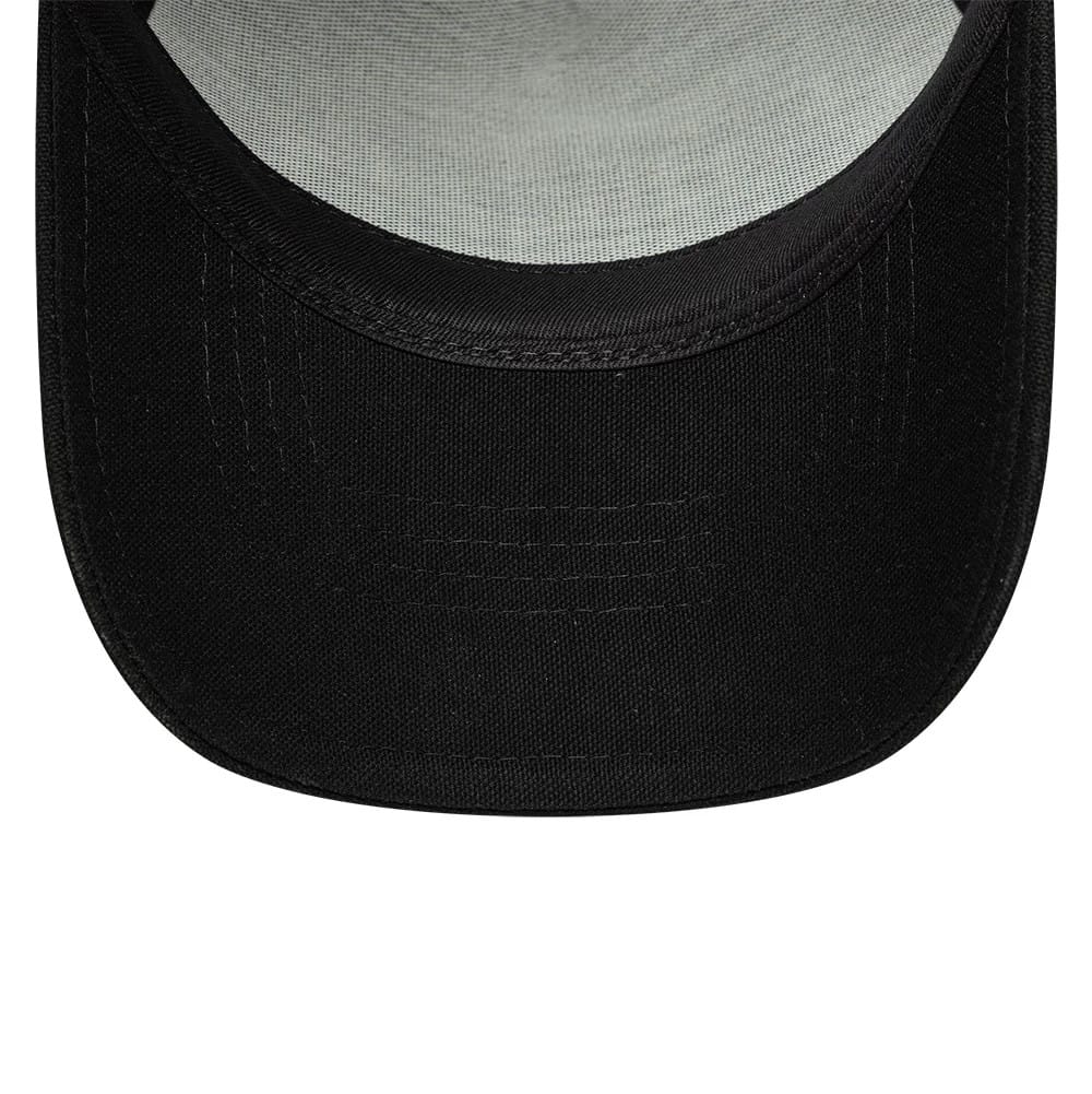 Pictured is this New Era Distressed Patch 9FORTY E-Frame Trucker cap in black. 5