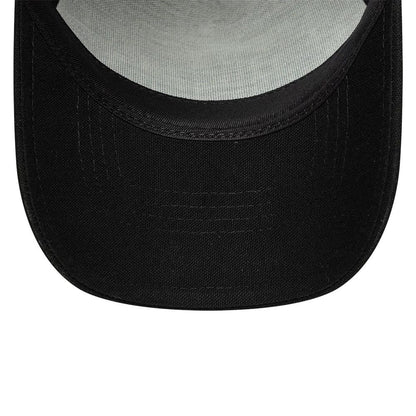 Pictured is this New Era Distressed Patch 9FORTY E-Frame Trucker cap in black. 5