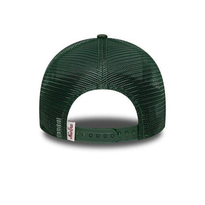 Pictured is this Youth New Era Oval Patch 9FORTY A-Frame Trucker cap in dark green. 4