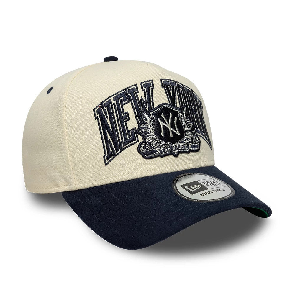Pictured is this MLB Suede New York Yankees 9FORTY E-Frame cap in cream. 4