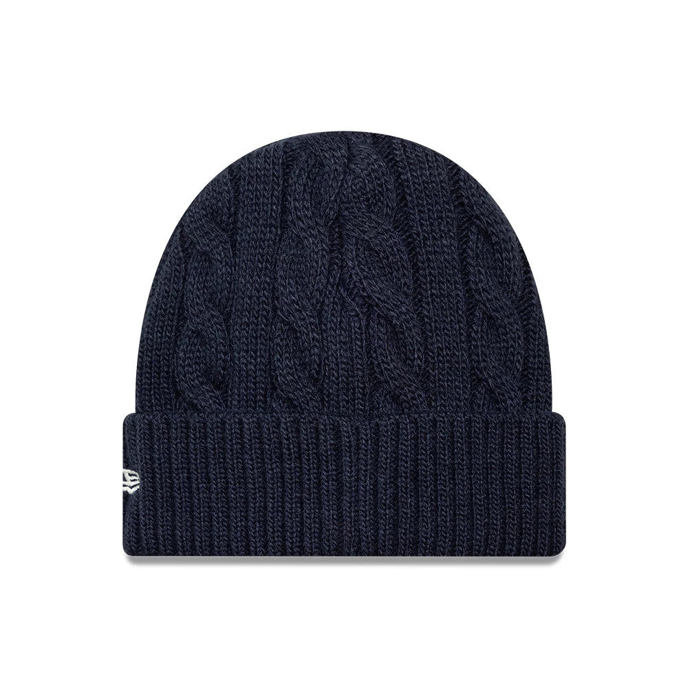 Pictured is this MLB Short New York Yankees Skull Knit Beanie hat in navy. 2