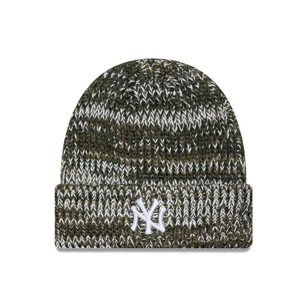 Pictured is this MLB Chunky Knit New York Yankees Cuff Knit Beanie hat in dark green. 1