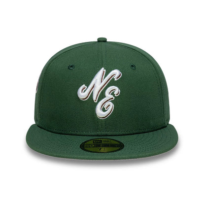 Pictured is this New Era Heritage Script 59FIFTY Fitted cap in dark green. 3