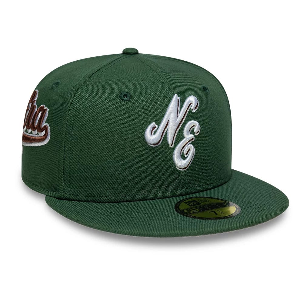 New Era Heritage Script Dark Green 59FIFTY Fitted Cap | NEC UK