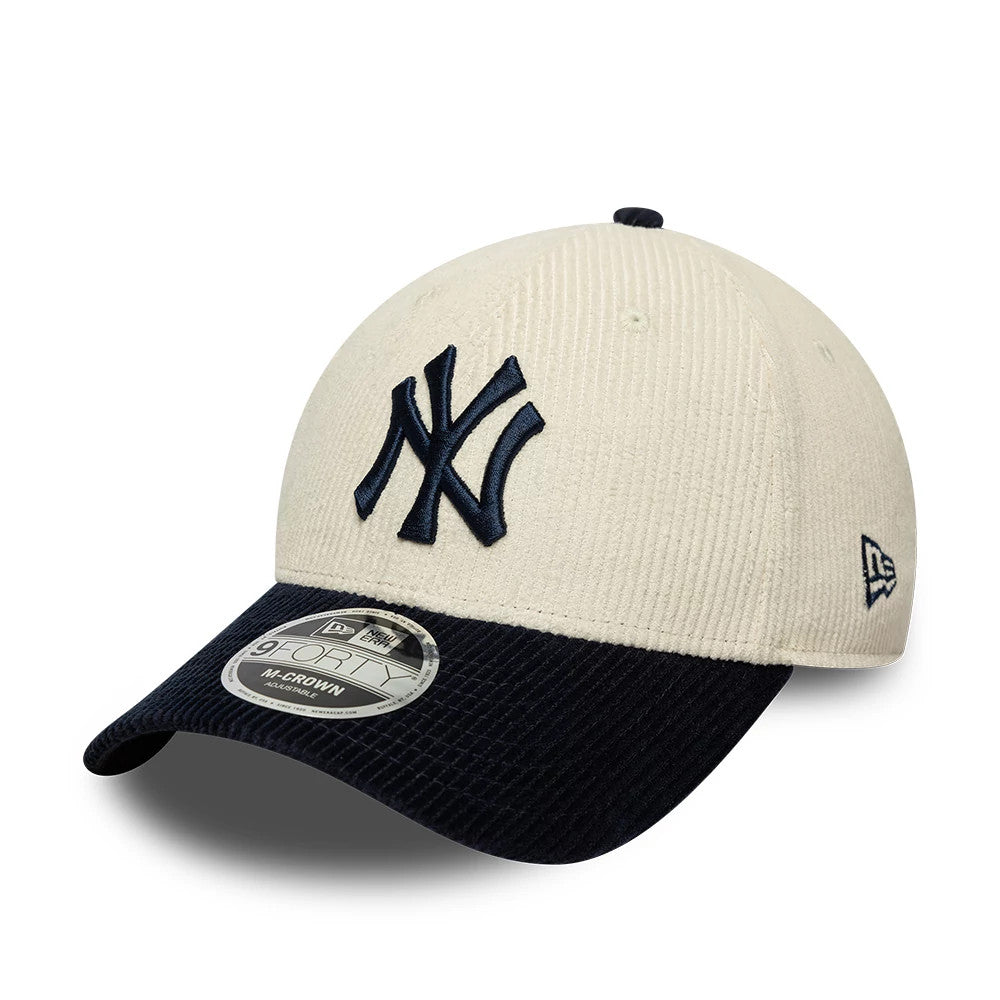Pictured is this MLB Cord New York Yankees 9FORTY M-Crown cap in white & black. 1