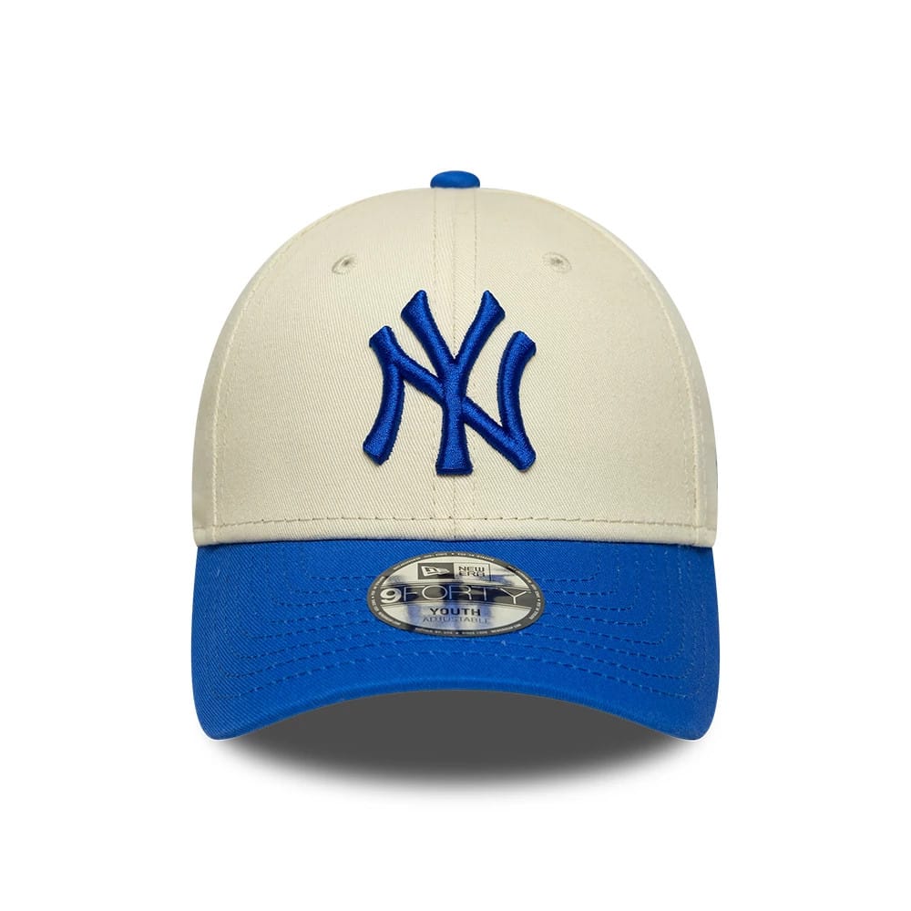 Pictured is this Youth MLB League Essential New York Yankees 9FORTY cap in cream. 2