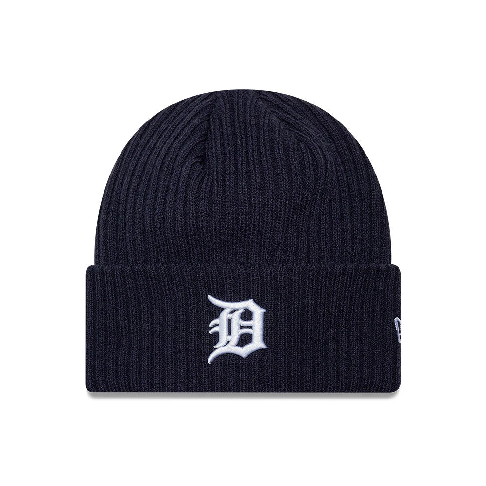 Pictured is this MLB Wide Detroit Tigers Cuff Knit Beanie hat in navy. 1