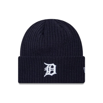 Pictured is this MLB Wide Detroit Tigers Cuff Knit Beanie hat in navy. 1
