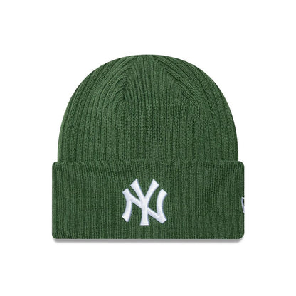 Pictured is this MLB Wide New York Yankees Cuff Knit Beanie hat in dark green. 1