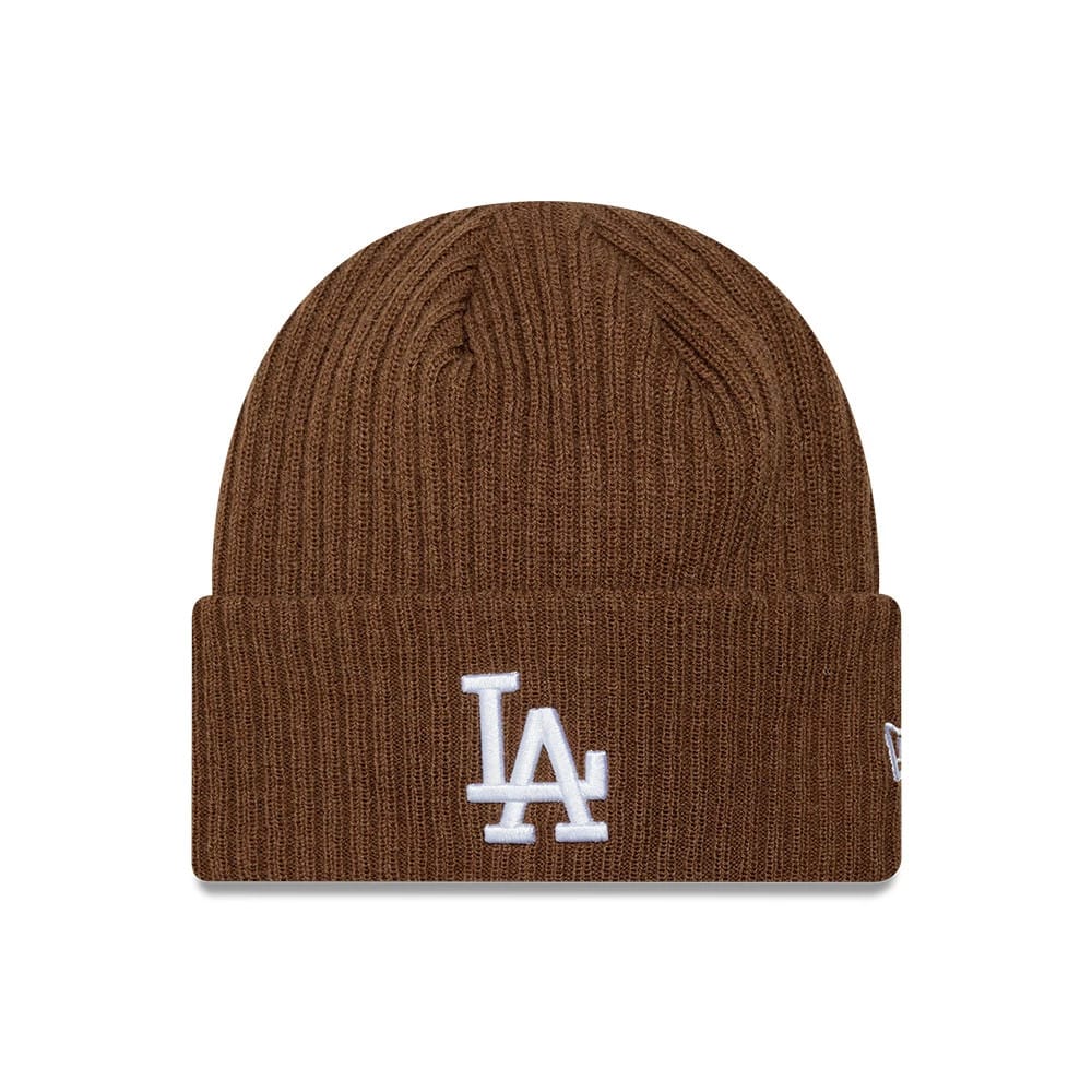 Pictured is this MLB Wide LA Dodgers Cuff Knit Beanie hat in brown. 1