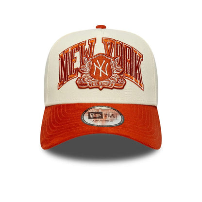 Pictured is this MLB Suede New York Yankees 9FORTY E-Frame cap in cream. 3